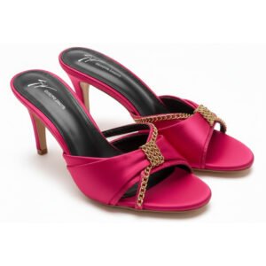 The Chain-Detail Satin Mule