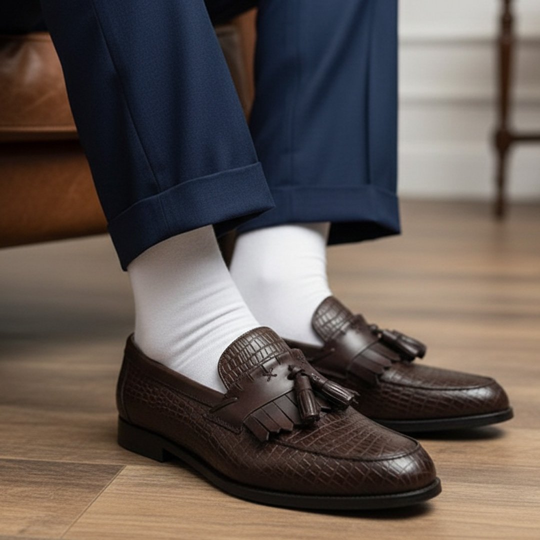 K. N. Weston Croc-Effect Tassel Loafer - Image 3