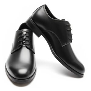 Zara Elevated Black Cap-Toe Derby