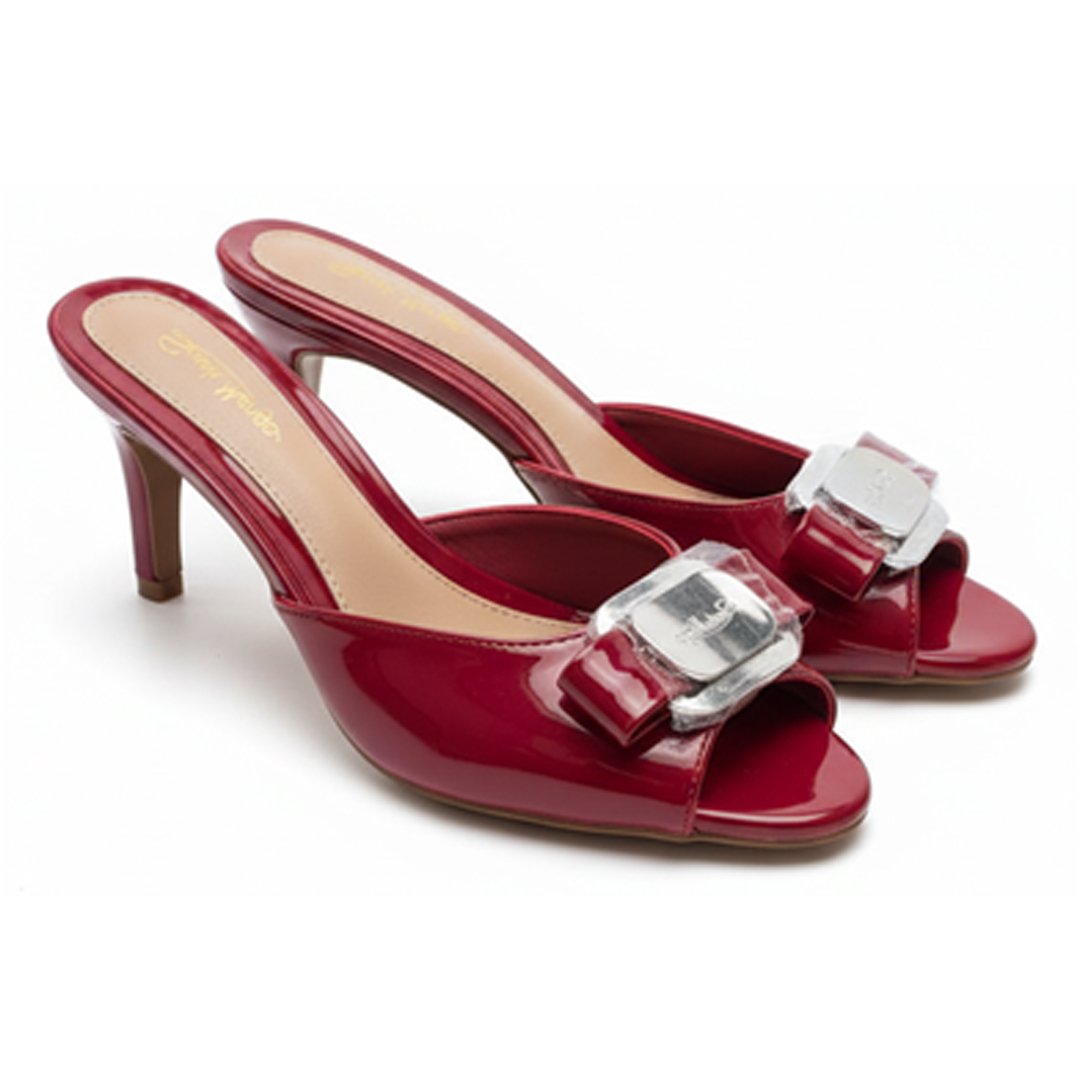 The Siren Red Peep-Toe Mule